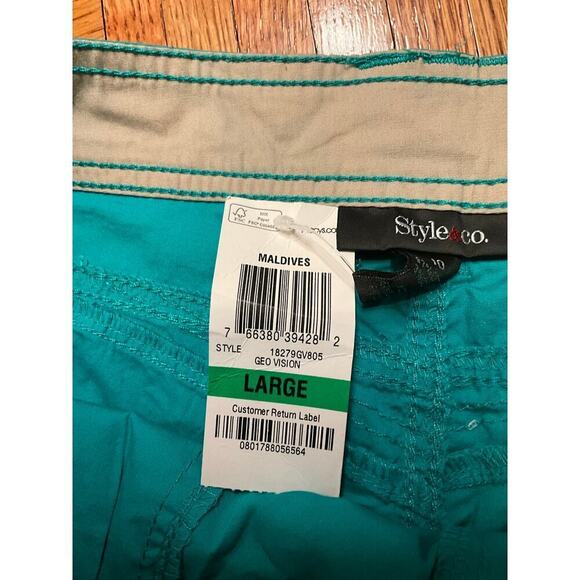 Style & Co Chino Shorts Flat Front Pocket Preppy Casual Green Womens Size 10 NWT - Picture 5 of 6